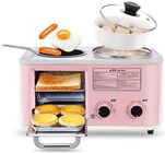 3 In 1 Electric Oven Breakfast Maker Pink Coffee Maker Multi Functional