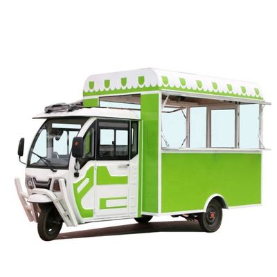 3 Wheel Barbecue Food Cart Green Food Truck Bbq Catering Coffee Bar